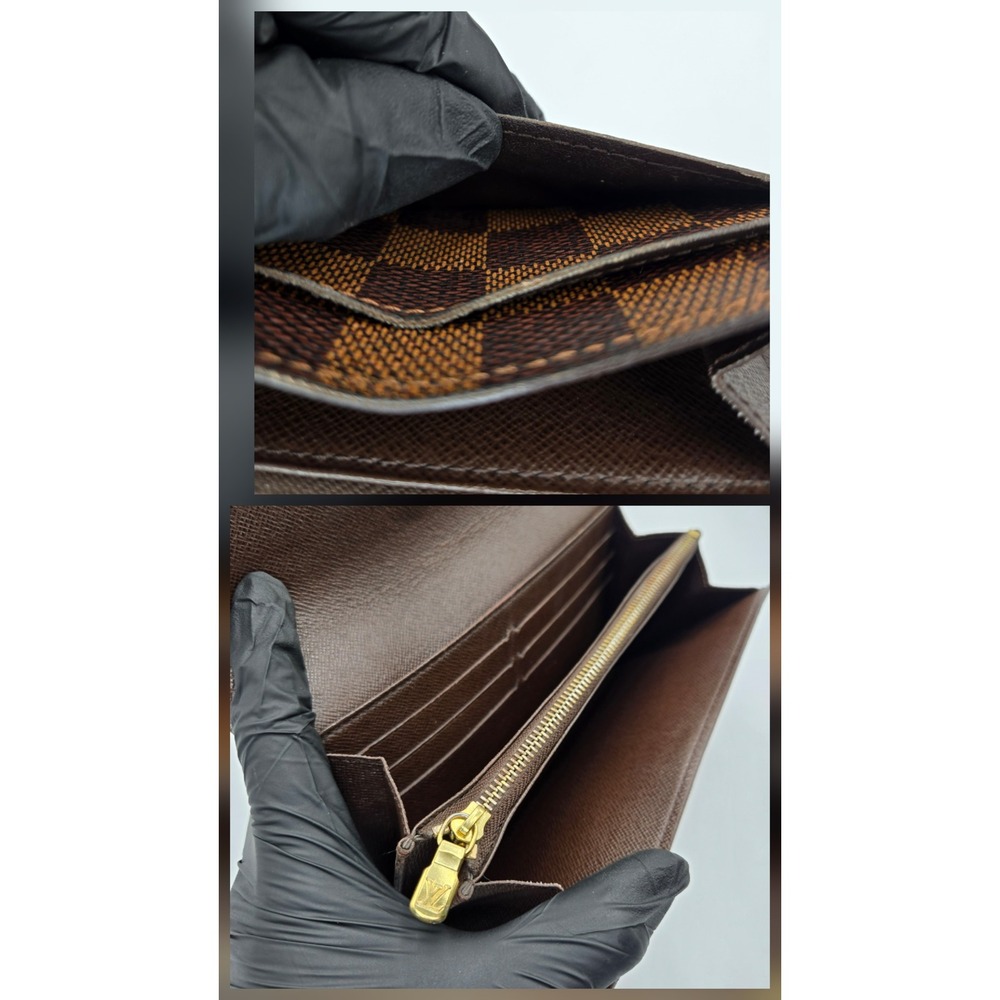 Louis Vuitton Sarah Wallet Damier Ebene Brown Canvas Long Envelope Wallet - Picture 9 of 11